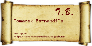Tomanek Barnabás névjegykártya